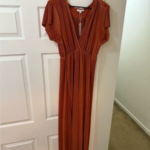 Elegant Rust Maxi Dress